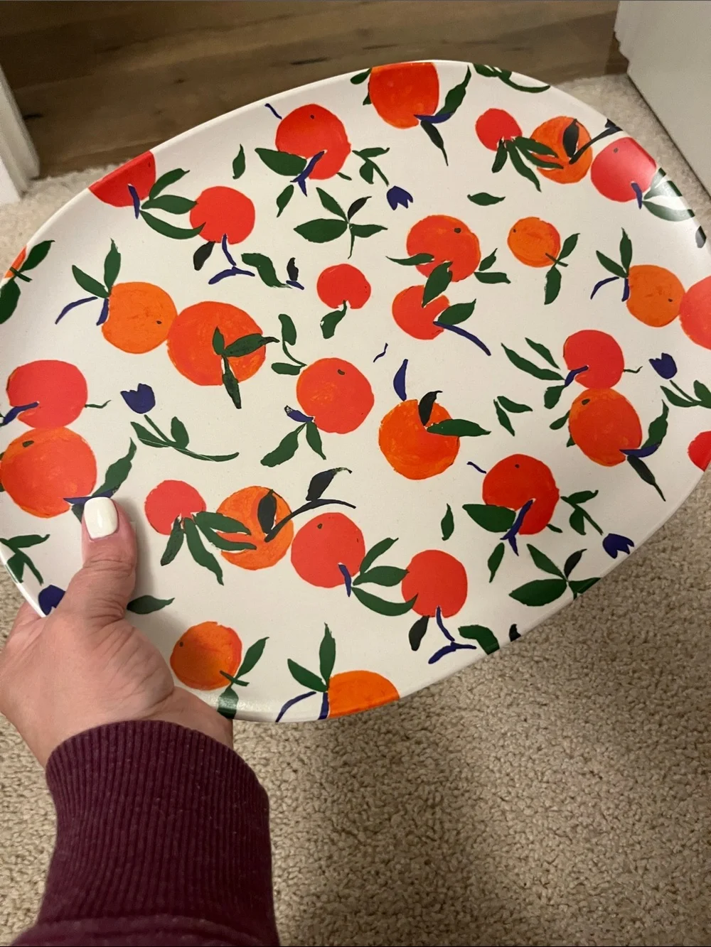 EUC Target Opal House White Melamine Serving Platter - Orange Fruit Pattern
